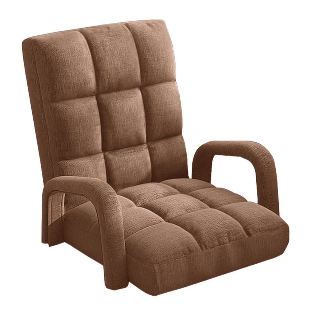 1-SOGA Foldable Lounge Cushion Adjustable Floor Lazy Recliner Chair with Armrest Coffee