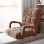 6-SOGA Foldable Lounge Cushion Adjustable Floor Lazy Recliner Chair with Armrest Coffee