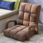 7-SOGA Foldable Lounge Cushion Adjustable Floor Lazy Recliner Chair with Armrest Coffee