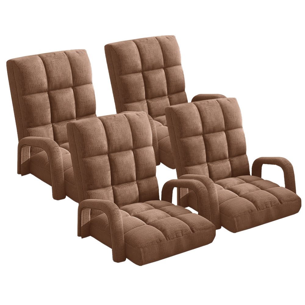 1-SOGA 4X Foldable Lounge Cushion Adjustable Floor Lazy Recliner Chair with Armrest Coffee