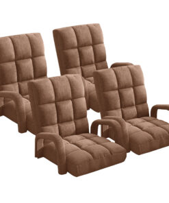 1-SOGA 4X Foldable Lounge Cushion Adjustable Floor Lazy Recliner Chair with Armrest Coffee