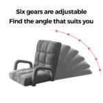 3-SOGA 4X Foldable Lounge Cushion Adjustable Floor Lazy Recliner Chair with Armrest Grey