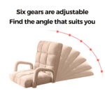3-SOGA Foldable Lounge Cushion Adjustable Floor Lazy Recliner Chair with Armrest Khaki