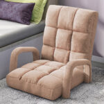 7-SOGA Foldable Lounge Cushion Adjustable Floor Lazy Recliner Chair with Armrest Khaki
