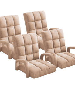 1-SOGA 4X Foldable Lounge Cushion Adjustable Floor Lazy Recliner Chair with Armrest Khaki