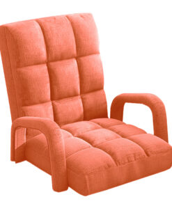 1-SOGA Foldable Lounge Cushion Adjustable Floor Lazy Recliner Chair with Armrest Orange