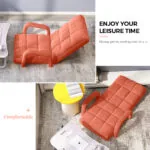 4-SOGA Foldable Lounge Cushion Adjustable Floor Lazy Recliner Chair with Armrest Orange