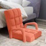 5-SOGA Foldable Lounge Cushion Adjustable Floor Lazy Recliner Chair with Armrest Orange