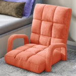 7-SOGA Foldable Lounge Cushion Adjustable Floor Lazy Recliner Chair with Armrest Orange