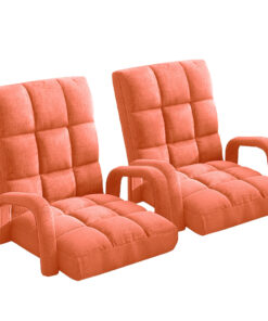 1-SOGA 2X Foldable Lounge Cushion Adjustable Floor Lazy Recliner Chair with Armrest Orange
