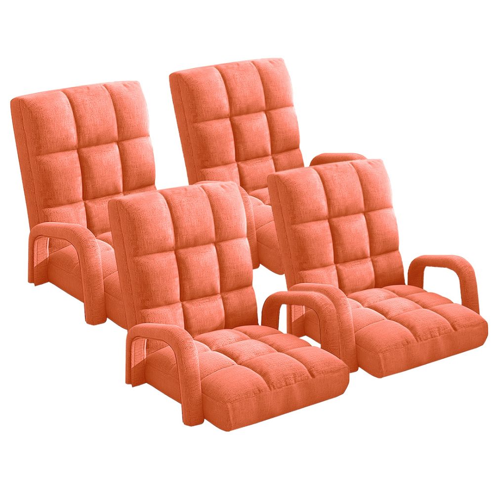 1-SOGA 4X Foldable Lounge Cushion Adjustable Floor Lazy Recliner Chair with Armrest Orange