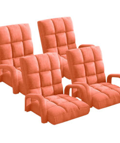 1-SOGA 4X Foldable Lounge Cushion Adjustable Floor Lazy Recliner Chair with Armrest Orange