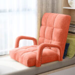 6-SOGA 4X Foldable Lounge Cushion Adjustable Floor Lazy Recliner Chair with Armrest Orange