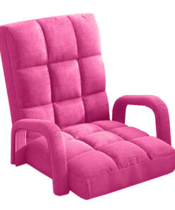 1-SOGA Foldable Lounge Cushion Adjustable Floor Lazy Recliner Chair with Armrest Pink