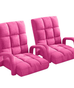 1-SOGA 2X Foldable Lounge Cushion Adjustable Floor Lazy Recliner Chair with Armrest Pink