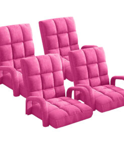 1-SOGA 4X Foldable Lounge Cushion Adjustable Floor Lazy Recliner Chair with Armrest Pink