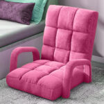 7-SOGA 4X Foldable Lounge Cushion Adjustable Floor Lazy Recliner Chair with Armrest Pink