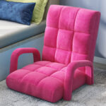 8-SOGA 4X Foldable Lounge Cushion Adjustable Floor Lazy Recliner Chair with Armrest Pink