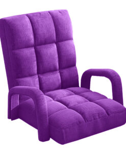 1-SOGA Foldable Lounge Cushion Adjustable Floor Lazy Recliner Chair with Armrest Purple