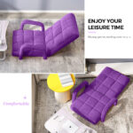 4-SOGA Foldable Lounge Cushion Adjustable Floor Lazy Recliner Chair with Armrest Purple