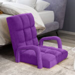 5-SOGA 4X Foldable Lounge Cushion Adjustable Floor Lazy Recliner Chair with Armrest Purple