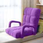 6-SOGA 4X Foldable Lounge Cushion Adjustable Floor Lazy Recliner Chair with Armrest Purple