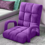 7-SOGA 4X Foldable Lounge Cushion Adjustable Floor Lazy Recliner Chair with Armrest Purple
