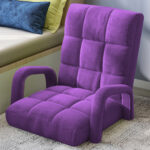 8-SOGA 4X Foldable Lounge Cushion Adjustable Floor Lazy Recliner Chair with Armrest Purple