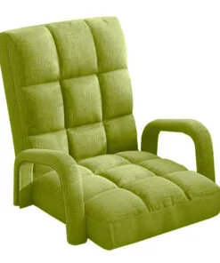 1-SOGA Foldable Lounge Cushion Adjustable Floor Lazy Recliner Chair with Armrest Yellow Green