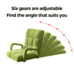 3-SOGA 2X Foldable Lounge Cushion Adjustable Floor Lazy Recliner Chair with Armrest Yellow Green