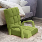 5-SOGA 2X Foldable Lounge Cushion Adjustable Floor Lazy Recliner Chair with Armrest Yellow Green