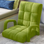 8-SOGA 2X Foldable Lounge Cushion Adjustable Floor Lazy Recliner Chair with Armrest Yellow Green