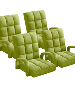 1-SOGA 4X Foldable Lounge Cushion Adjustable Floor Lazy Recliner Chair with Armrest Yellow Green