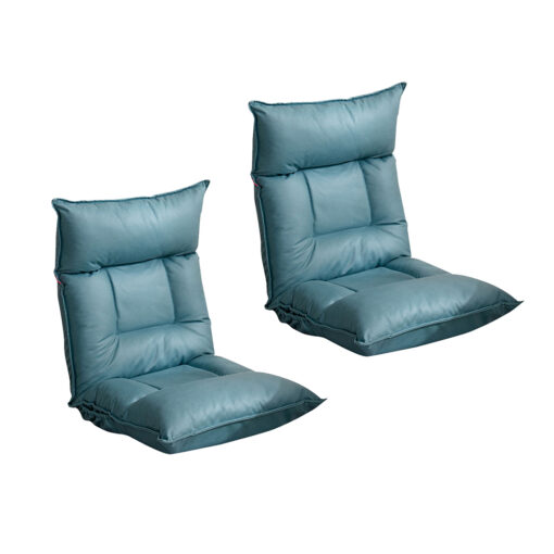 1-SOGA 2X Green Lounge Recliner Lazy Sofa Bed Tatami Cushion Collapsible Backrest Seat Home Office Decor