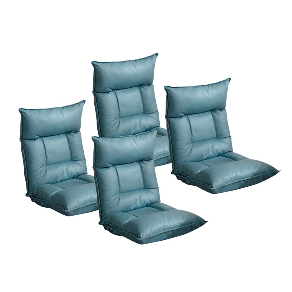 1-SOGA 4X Green Lounge Recliner Lazy Sofa Bed Tatami Cushion Collapsible Backrest Seat Home Office Decor