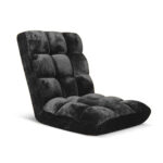 1-SOGA Floor Recliner Folding Lounge Sofa Futon Couch Folding Chair Cushion Black