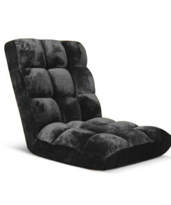 1-SOGA Floor Recliner Folding Lounge Sofa Futon Couch Folding Chair Cushion Black