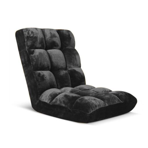 1-SOGA Floor Recliner Folding Lounge Sofa Futon Couch Folding Chair Cushion Black