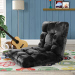 2-SOGA 2X Floor Recliner Folding Lounge Sofa Futon Couch Folding Chair Cushion Black