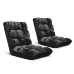 1-SOGA 2X Floor Recliner Folding Lounge Sofa Futon Couch Folding Chair Cushion Black