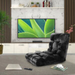 3-SOGA 2X Floor Recliner Folding Lounge Sofa Futon Couch Folding Chair Cushion Black