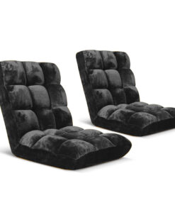1-SOGA 2X Floor Recliner Folding Lounge Sofa Futon Couch Folding Chair Cushion Black