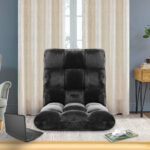 4-SOGA 2X Floor Recliner Folding Lounge Sofa Futon Couch Folding Chair Cushion Black