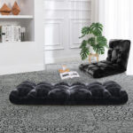 6-SOGA 2X Floor Recliner Folding Lounge Sofa Futon Couch Folding Chair Cushion Black