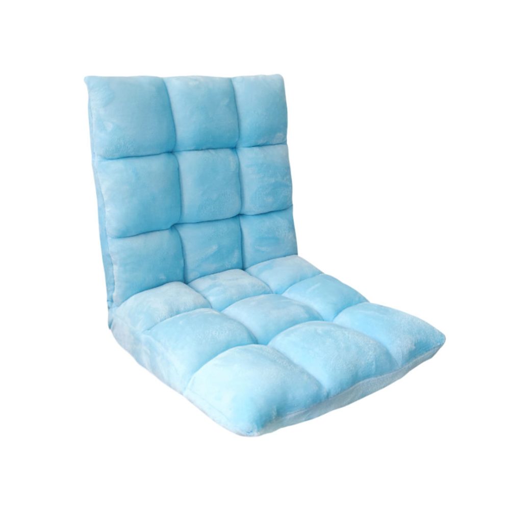 1-SOGA Floor Recliner Collapsible Lounge Sofa Couch Folding Chair Cushion Light Blue