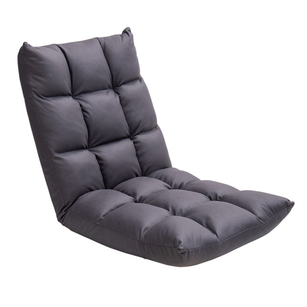 1-SOGA Grey Lounge Floor Recliner Adjustable Gaming Sofa Bed Foldable Indoor Outdoor Backrest Seat Home Office Decor