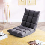 4-SOGA Grey Lounge Floor Recliner Adjustable Gaming Sofa Bed Foldable Indoor Outdoor Backrest Seat Home Office Decor
