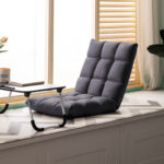 2-SOGA 2X Grey Lounge Floor Recliner Adjustable Gaming Sofa Bed Foldable Indoor Outdoor Backrest Seat Home Office Decor