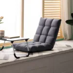 3-SOGA 2X Grey Lounge Floor Recliner Adjustable Gaming Sofa Bed Foldable Indoor Outdoor Backrest Seat Home Office Decor
