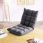 4-SOGA 2X Grey Lounge Floor Recliner Adjustable Gaming Sofa Bed Foldable Indoor Outdoor Backrest Seat Home Office Decor